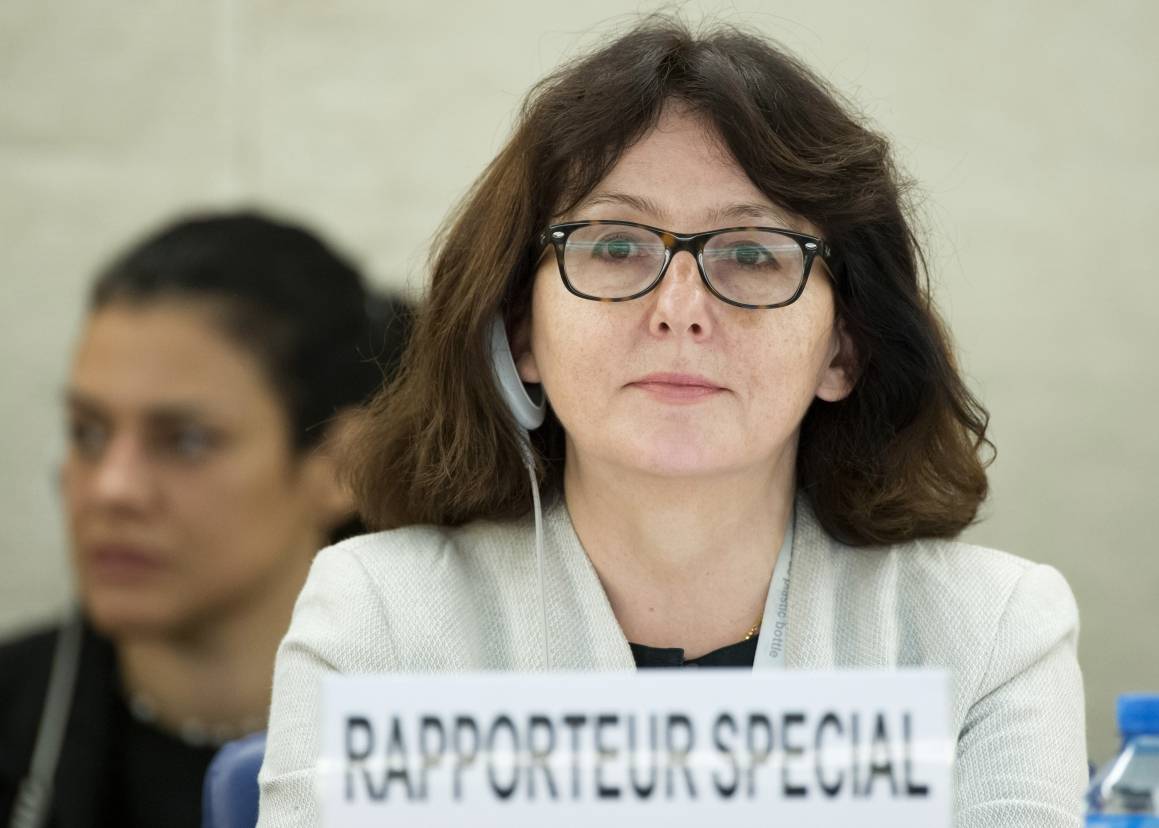 Bilde av FNs spesialrapportør for vold mot kvinner, Dubravka Šimonović, mens hun gir rapport til FNs menneskerettighetsråd i 2017.